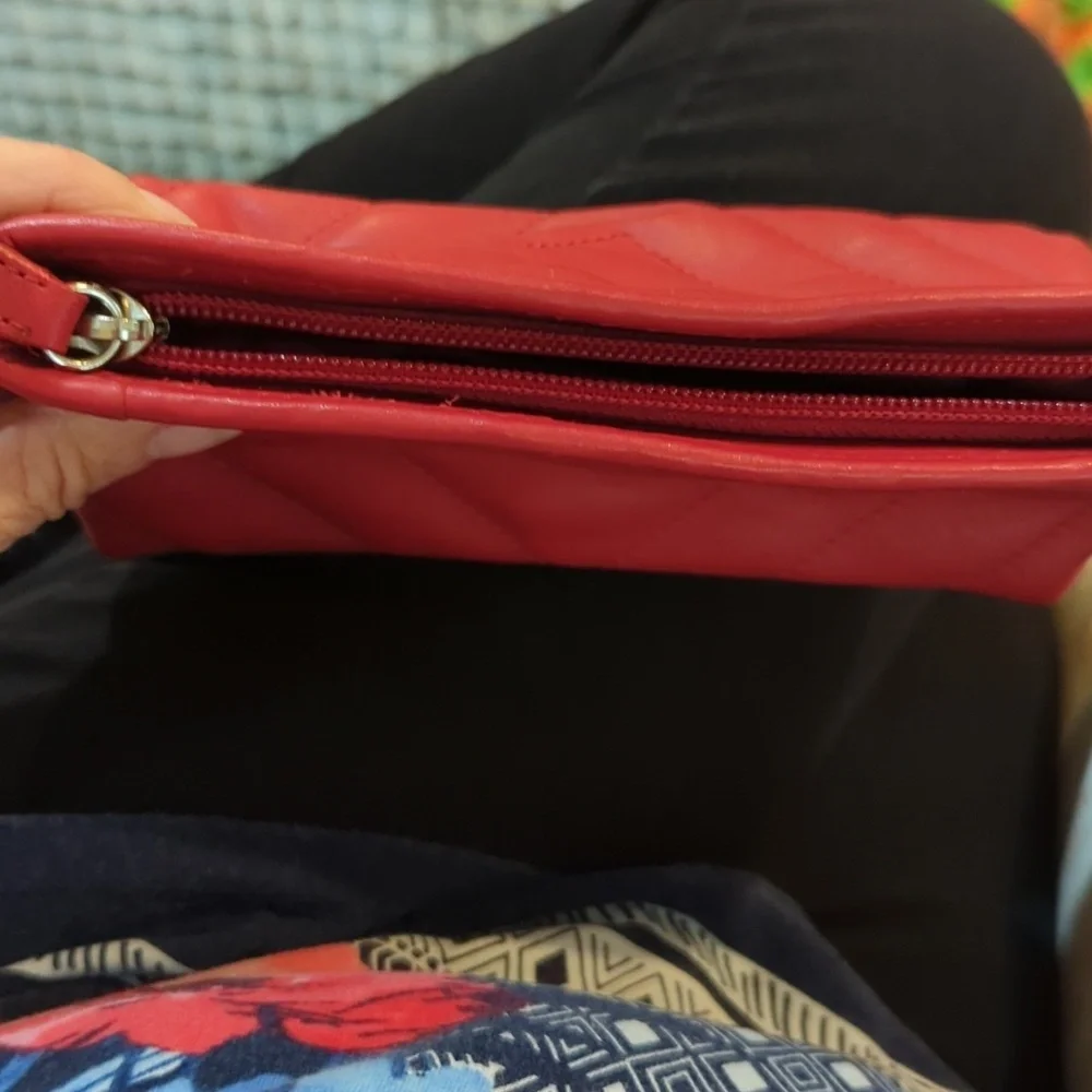 Furla red leather makeup bag for your purse